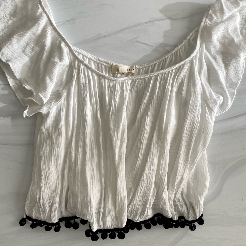 Black & white Pom Pom crop top from F21 size small